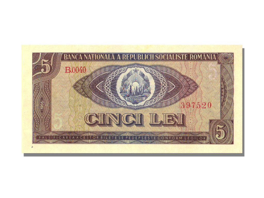 Romania, 5 Lei, 1966, KM #93a, UNC(65-70), B 0040