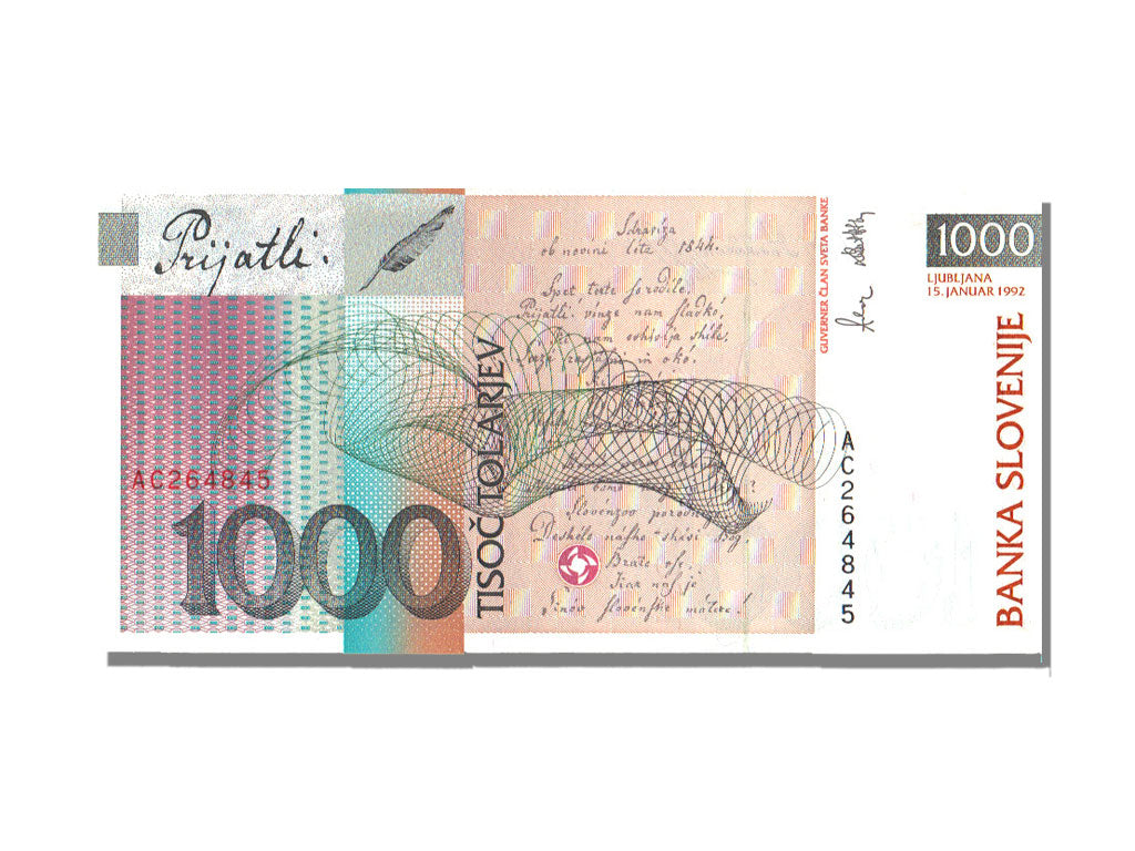 Slovenia, 1000 Tolarjev, 1992, 1992-01-15, UNC(65-70)
