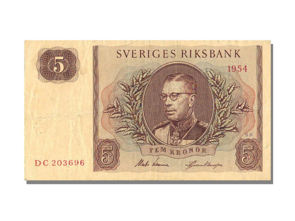 Sweden, 5 Kronor, 1954, KM #42a, AU(50-53), DC