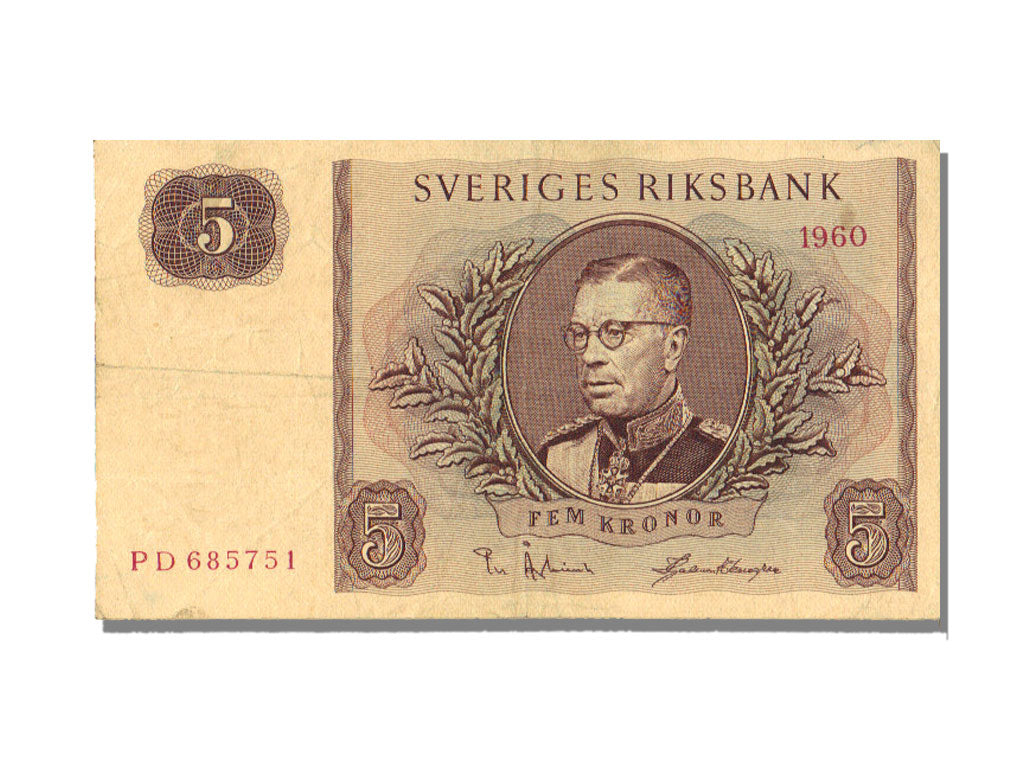 Sweden, 5 Kroner, 1960, AU(55-58), PD