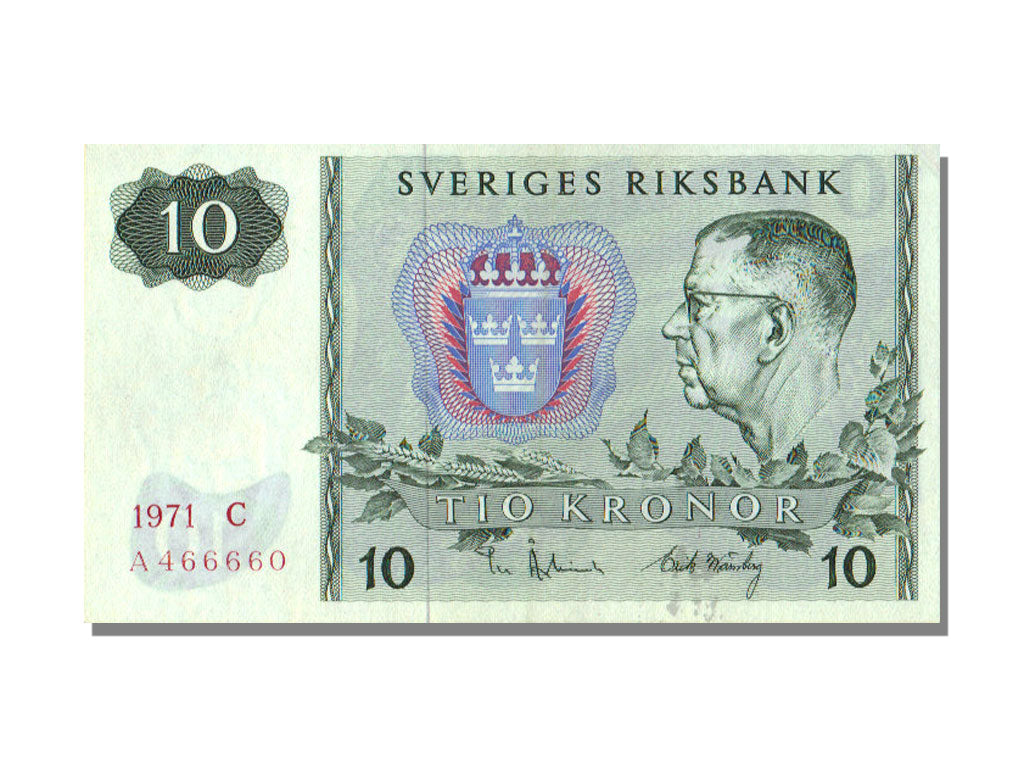 Sweden, 10 Kronor, 1971, KM #52c, UNC(65-70), C