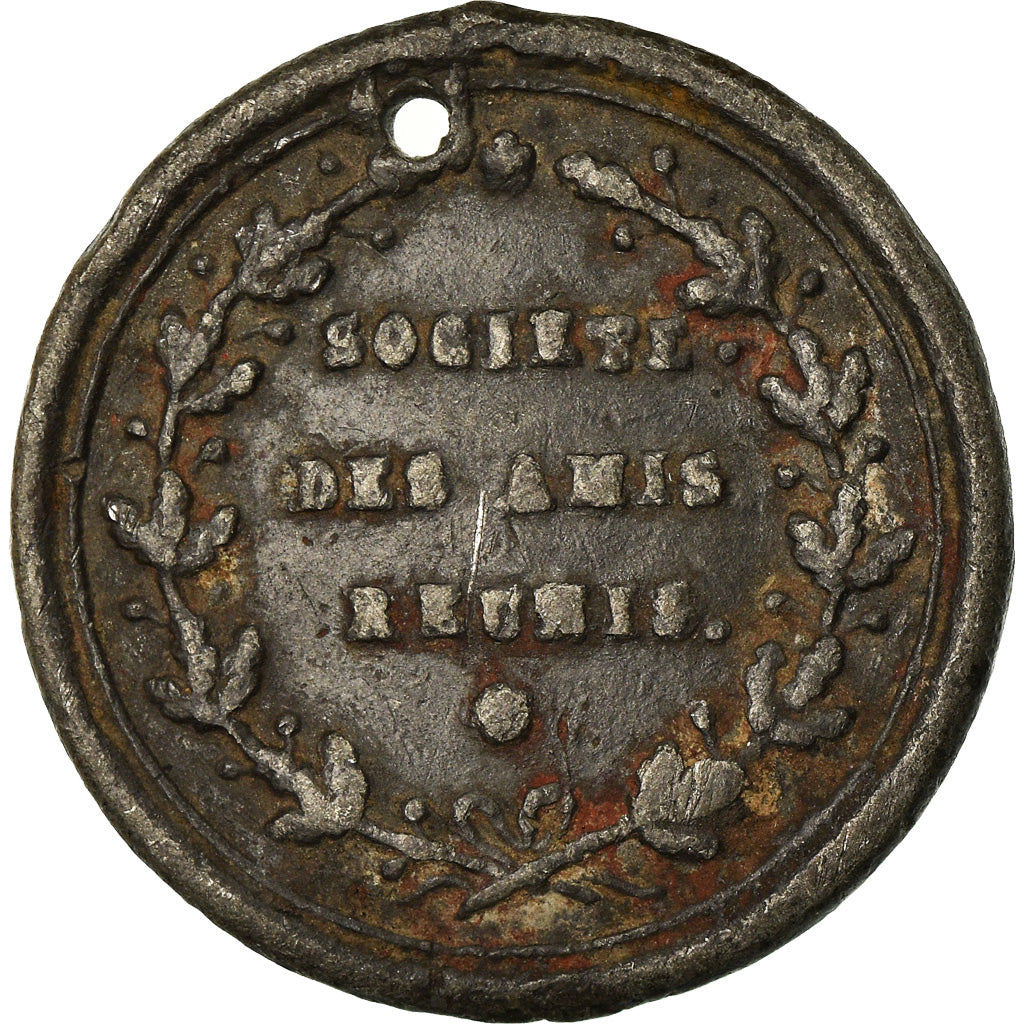 France, Medal, Royal, Société des Amis Réunis, VF(20-25), Tin