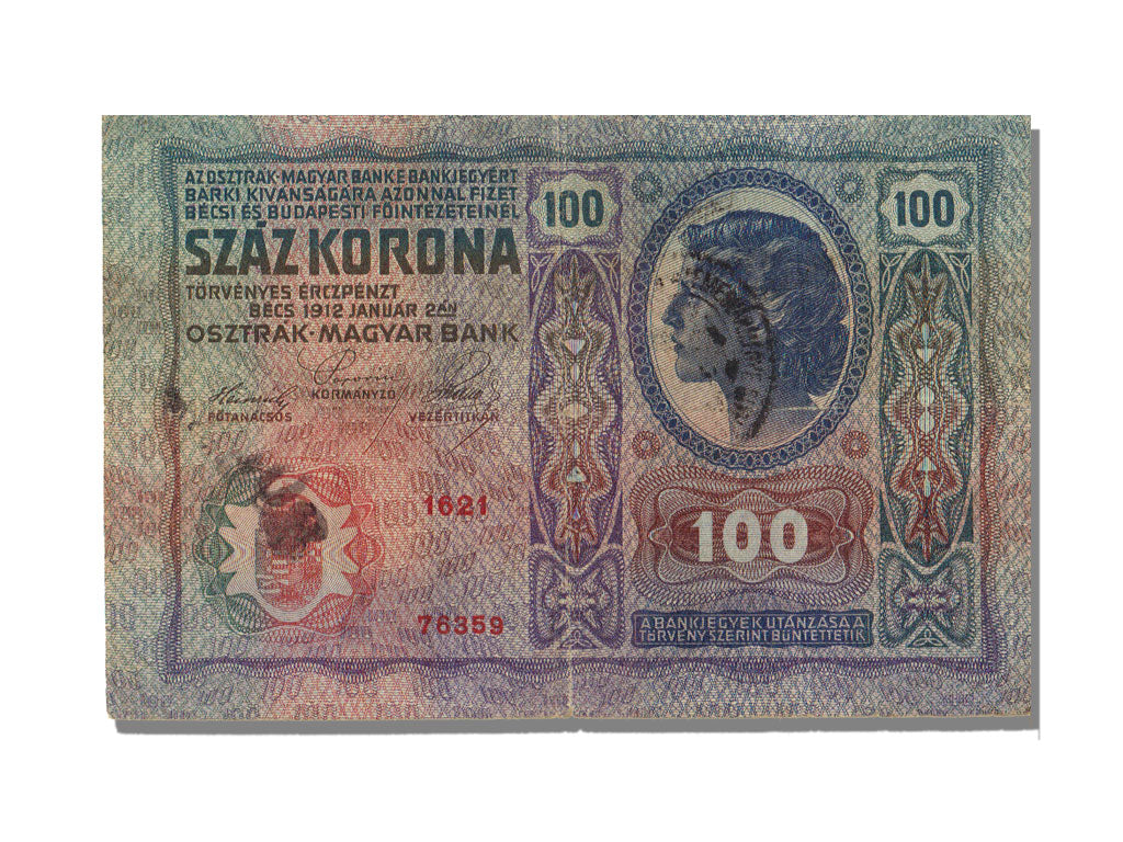 Yugoslavia, 100 Kronen, KM #9B, 1912-01-02, AU(50-53), 1621