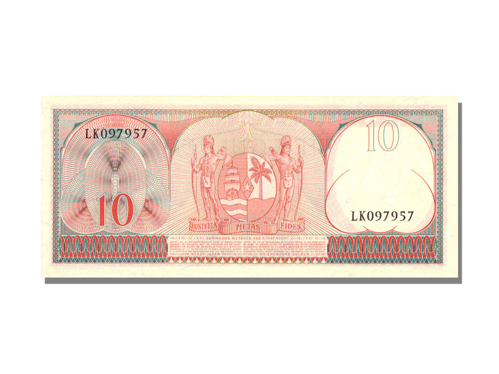 Suriname, 10 Gulden, 1963, KM #121, AU(55-58), LK