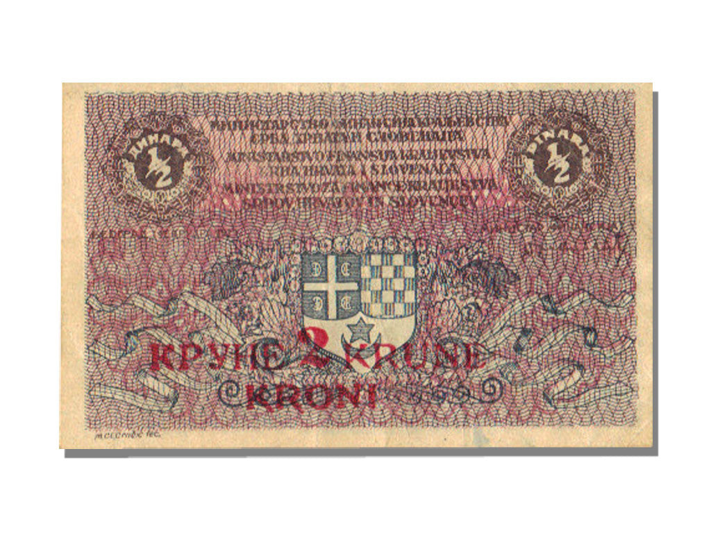 Yugoslavia, 2 Kronen on 1/2 Dinara, KM #14a, 1919-02-01, UNC(63)