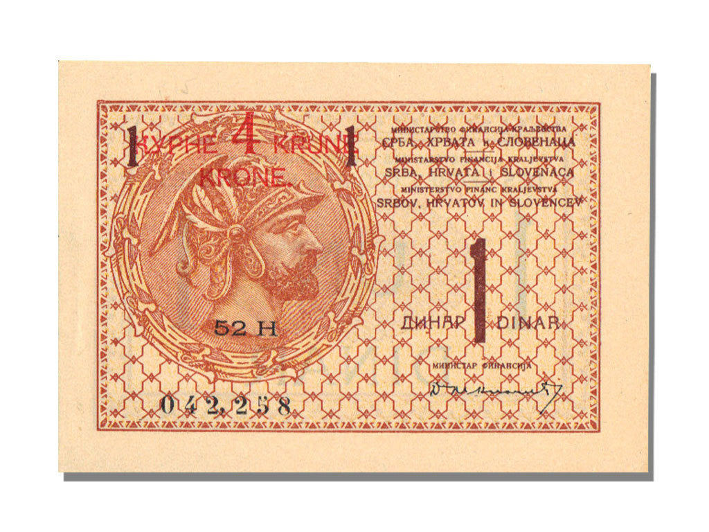 Yugoslavia, 4 Kronen on 1 Dinar, KM #15, UNC(65-70), 52H