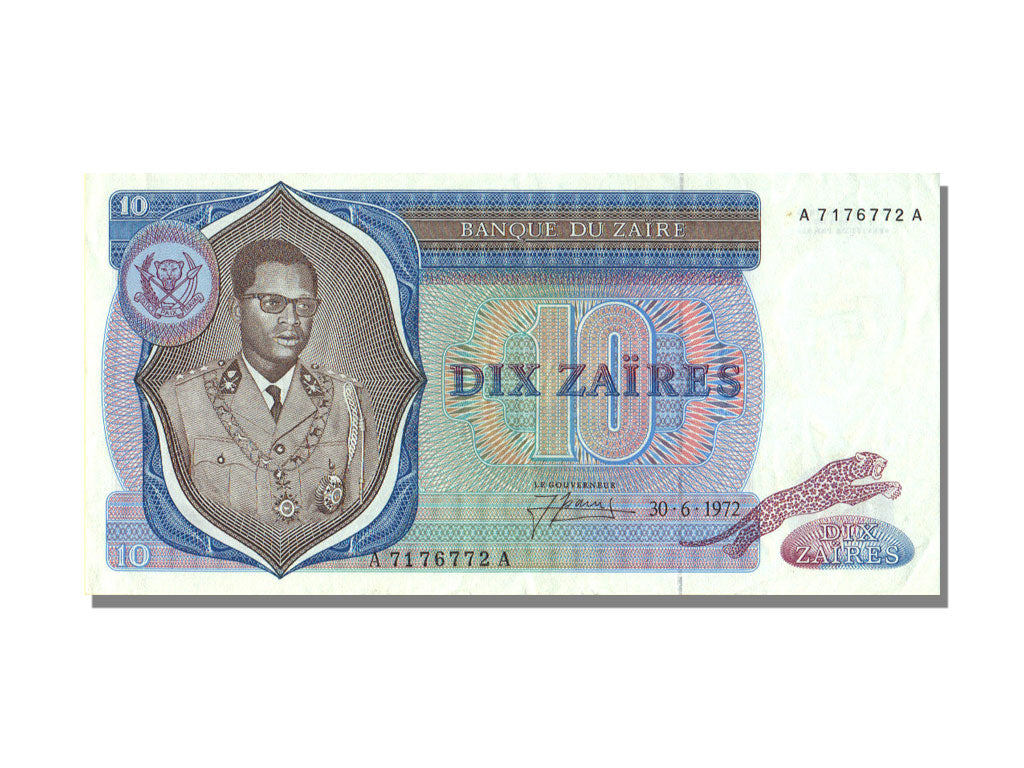 Zaïre, 10 Zaïres, 1972, KM #23a, 1972-06-30, UNC(63), A