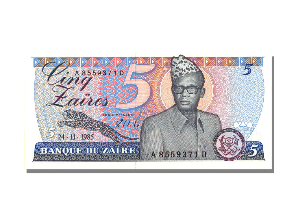 Zaïre, 5 Zaïres, 1985, KM #26A, 1985-11-24, UNC(65-70), A