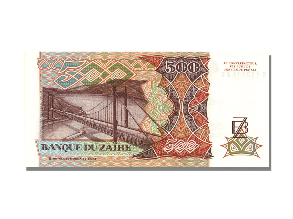 Banknote, Zaire, 500 Zaïres, 1989, 1989-06-24, UNC(65-70)