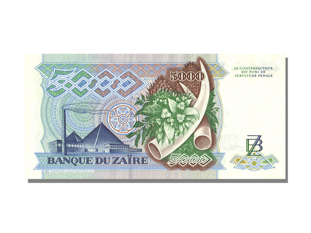 Zaïre, 5000 Zaïres, 1988, KM #37b, 1988-05-20, UNC(65-70), G