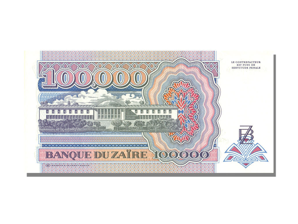 Banknote, Zaire, 100,000 Zaïres, 1992, 1992-01-04, UNC(65-70)