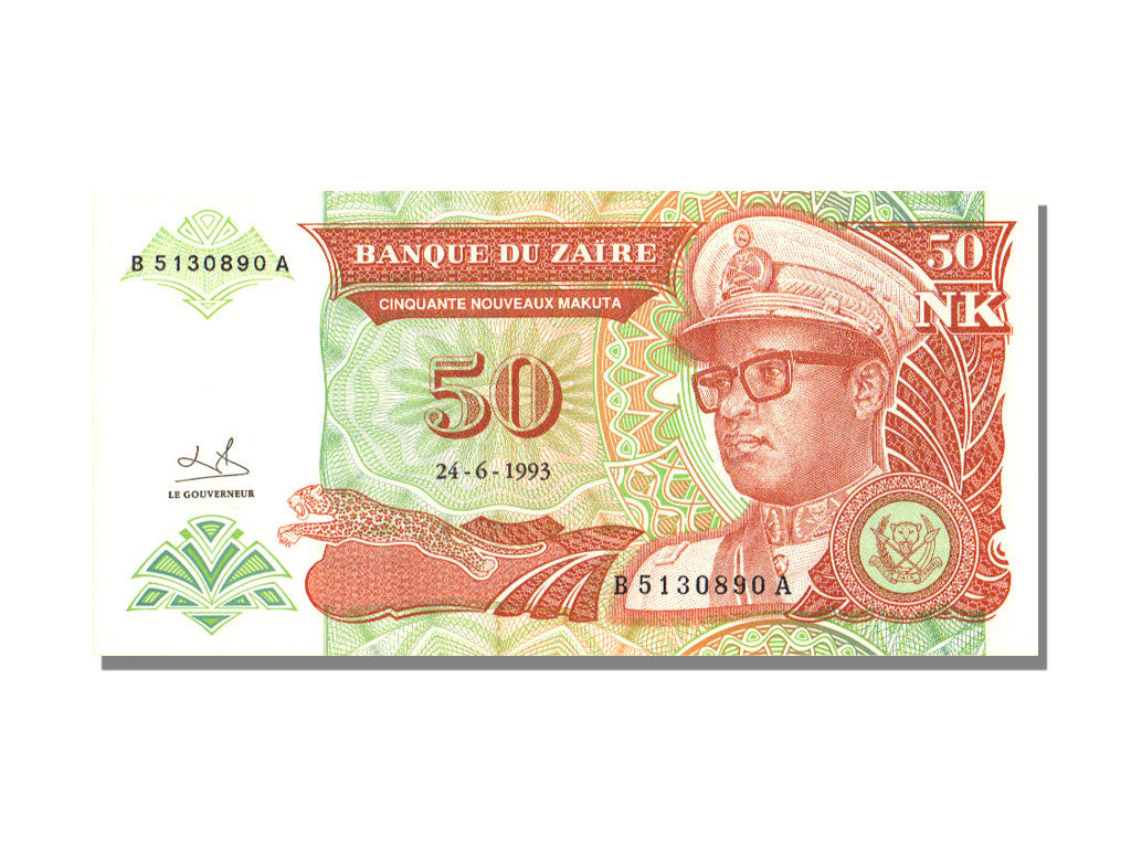 Zaïre, 50 Nouveaux Makuta, 1993, KM #51, 1993-06-24, UNC(65-70), B