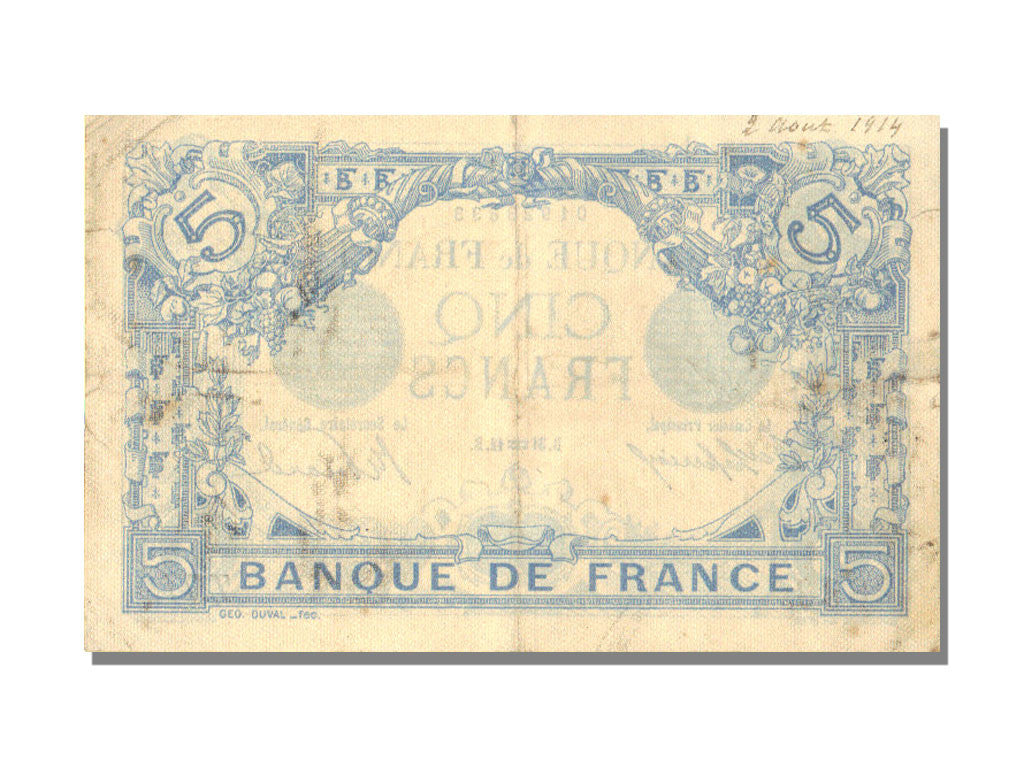 Geldschein, Frankreich, 5 Francs, 5 F 1912-1917 ''Bleu'', 1912, 1912-01-31, SS+