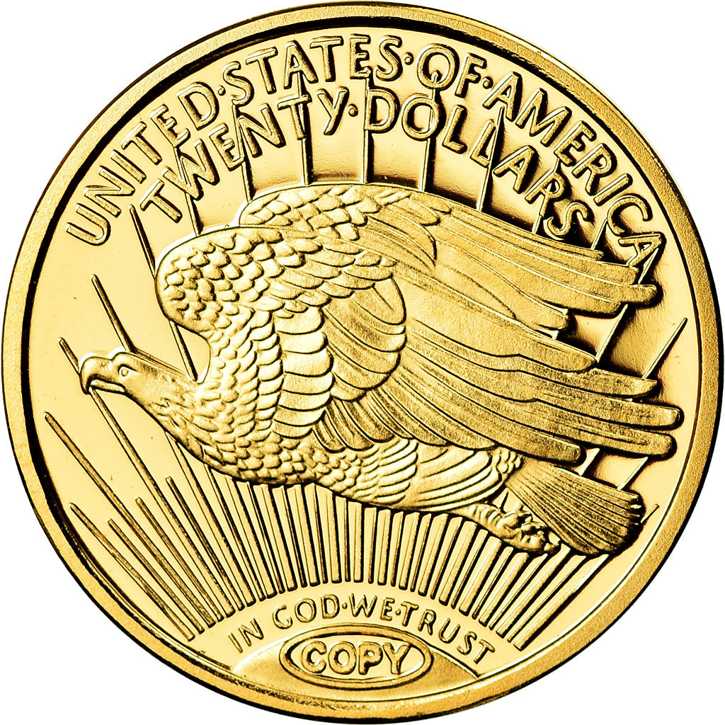 France, Médaille, Reproduction Twenty Dollars Liberty, FDC, Or