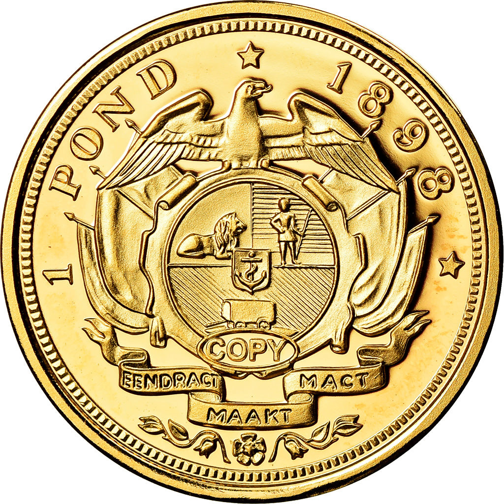 França, Medal, Reproduction, 1 Pond Afrique du Sud, Kruger, MS(65-70), Dourado