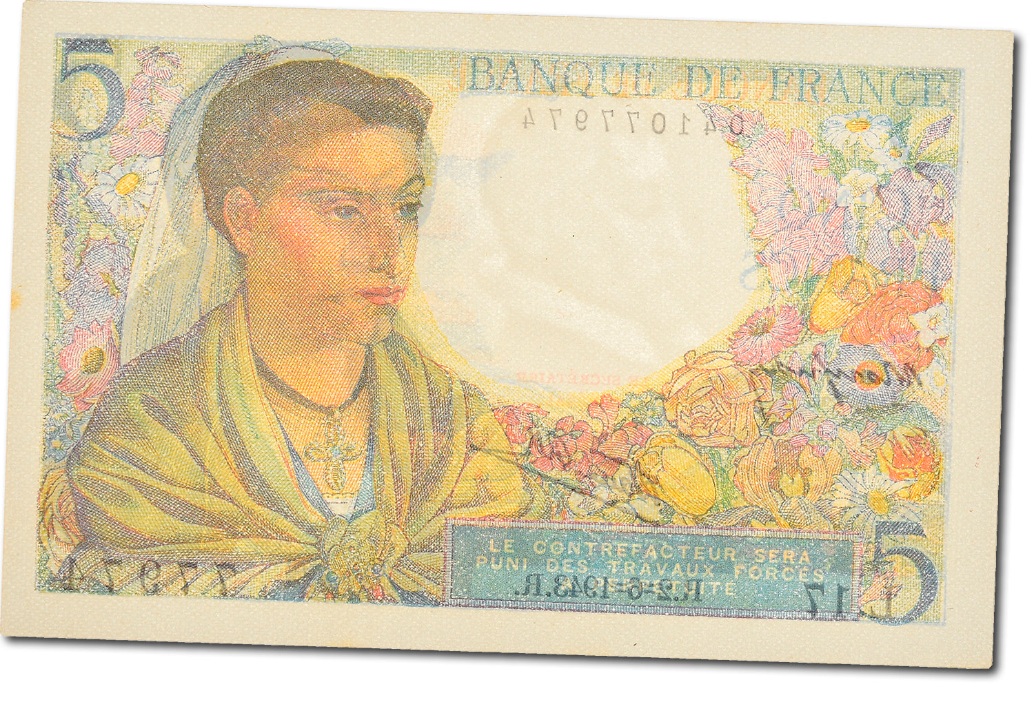 Banknote, France, 5 Francs, 5 F 1943-1947 ''Berger'', 1943, 1943-06-02