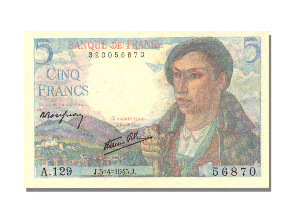 FRANCE, 5 Francs, 1945, KM #98a, 1945-04-05, UNC(65-70), Fayette #5.6