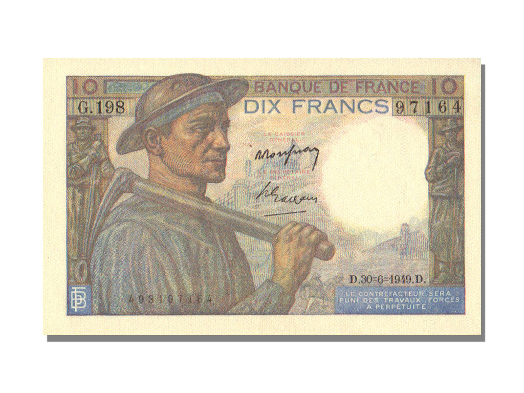 France, 10 Francs, 10 F 1941-1949 ''Mineur'', 1949, KM #99f, 1949-06-30,...