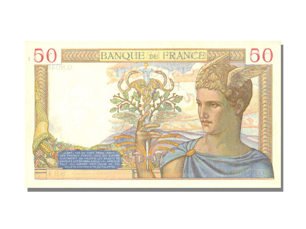 France, 50 Francs, 50 F 1934-1940 ''Cérès'', 1938, KM #85b, 1938-03-31, UNC(63),