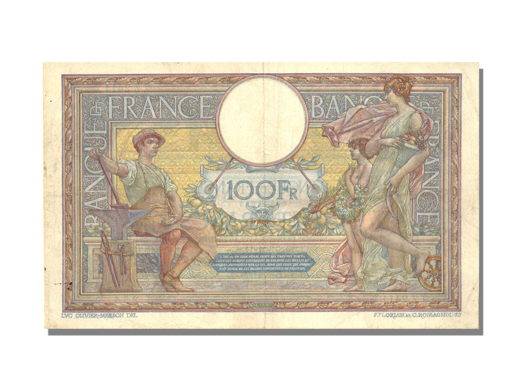 France, 100 Francs, 100 F 1908-1939 ''Luc Olivier Merson'', 1914, KM #71a,...