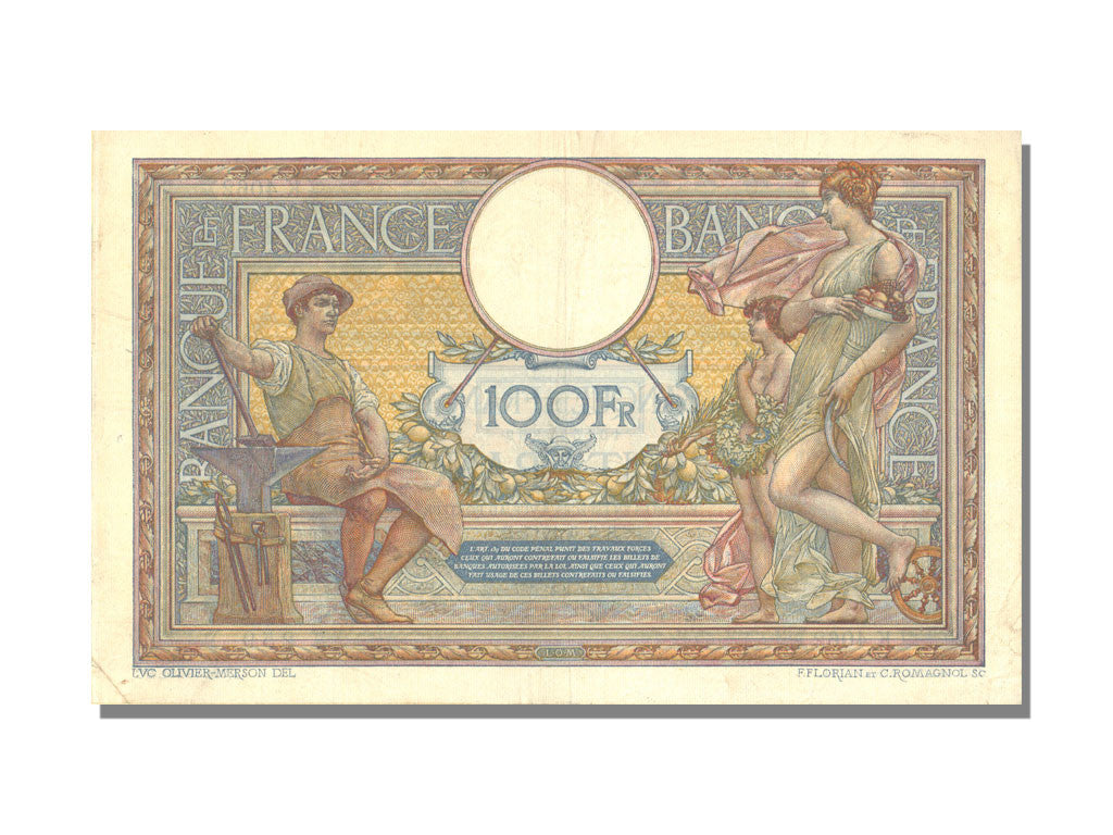 France, 100 Francs, 100 F 1908-1939 ''Luc Olivier Merson'', 1917, KM #71a,...