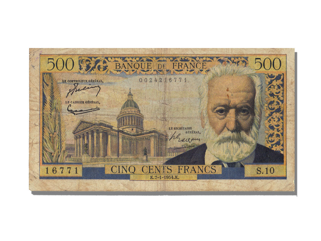 FRANCE, 500 Francs, 1954, KM #133a, 1954-01-07, VF(20-25), Fayette #35.1