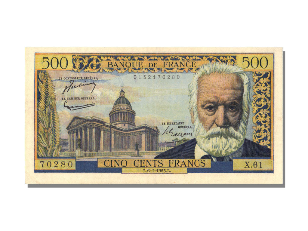 Banknote, France, 500 Francs, 500 F 1954-1958 ''Victor Hugo'', 1955, 1955-01-06