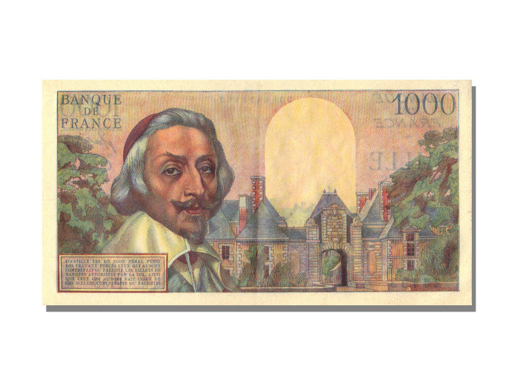 France, 1000 Francs, 1 000 F 1953-1957 ''Richelieu'', 1954, KM #134a,...