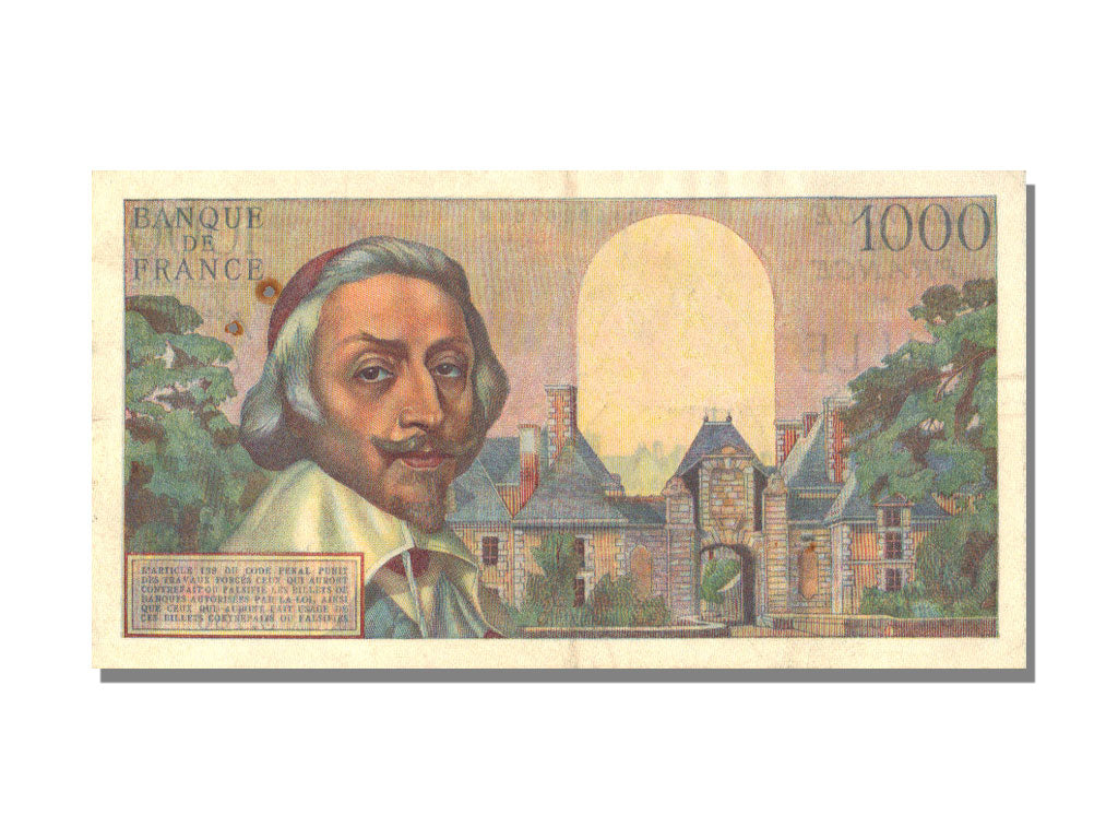 FRANCE, 1000 Francs, 1955, KM #134a, 1955-09-01, AU(55-58), Fayette #42.15