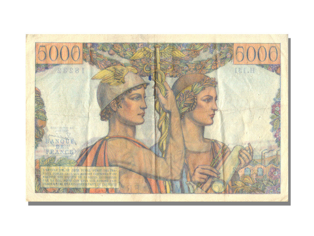 France, 5000 Francs, 5 000 F 1949-1957 ''Terre et Mer'', 1956, KM #131c,...