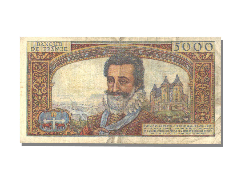 Banknote, France, 5000 Francs, 5 000 F 1957-1958 ''Henri IV'', 1957, 1957-10-03