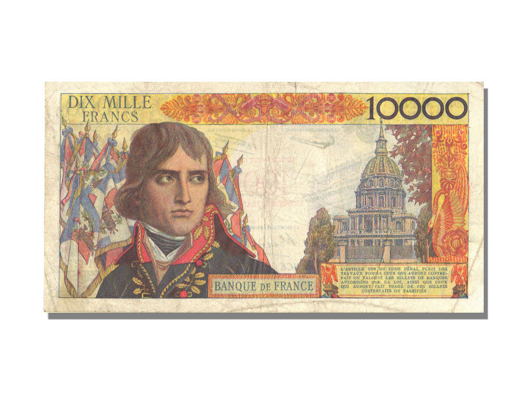 France, 100 Nouveaux Francs on 10,000 Francs, 1955-1959 Overprinted with...