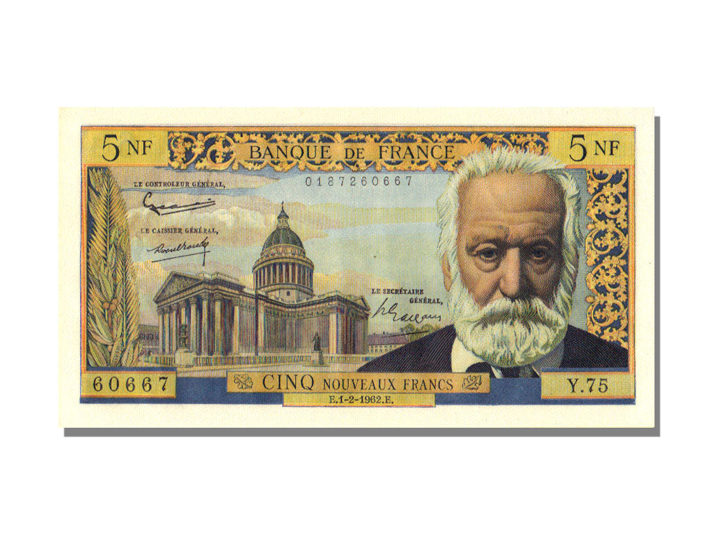 France, 5 Nouveaux Francs, 5 NF 1959-1965 ''Victor Hugo'', 1962, KM #141a,...