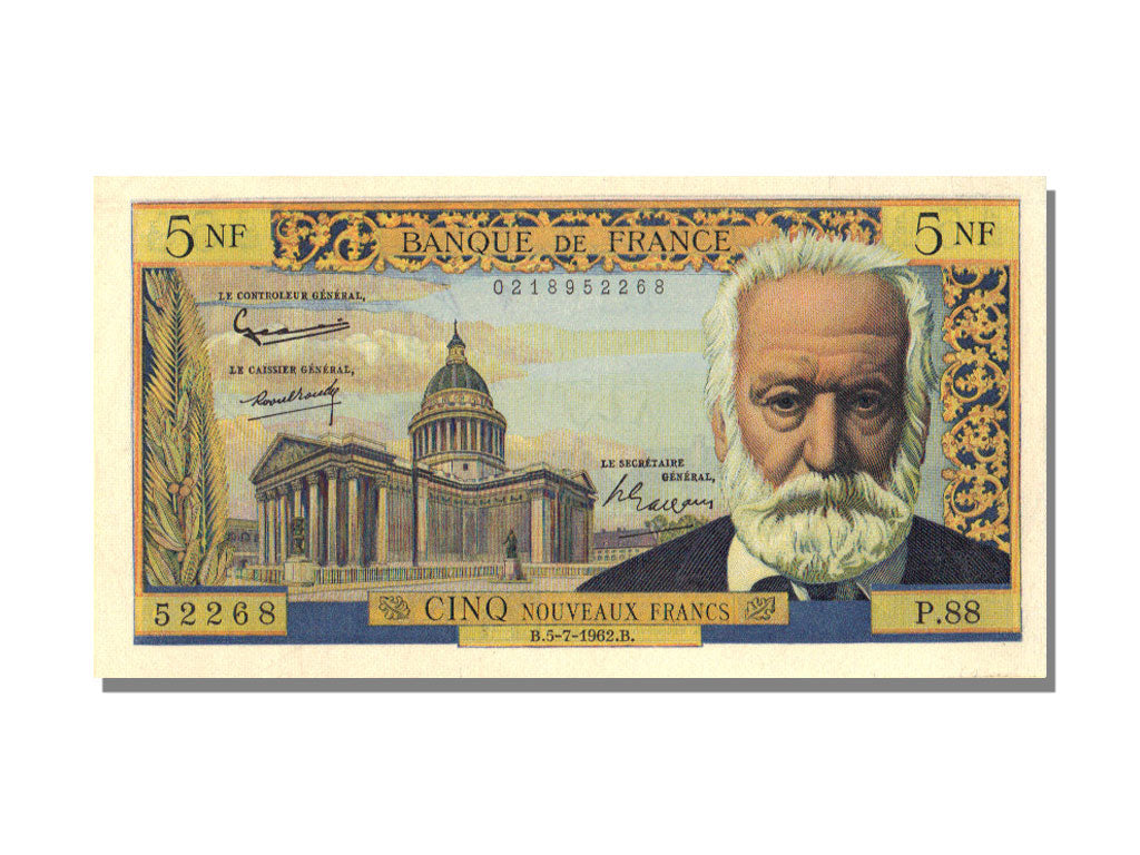 France, 5 Nouveaux Francs, 5 NF 1959-1965 ''Victor Hugo'', 1962, KM #141a,...