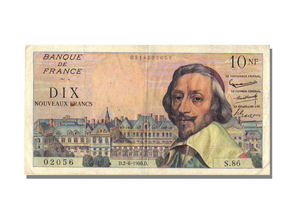 France, 10 Nouveaux Francs, 10 NF 1959-1963 ''Richelieu'', 1960, KM #142a,...