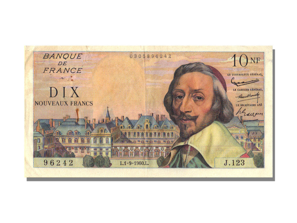FRANCE, 10 Nouveaux Francs, 1960, KM #142a, 1960-09-01, VF(30-35), Fayette...