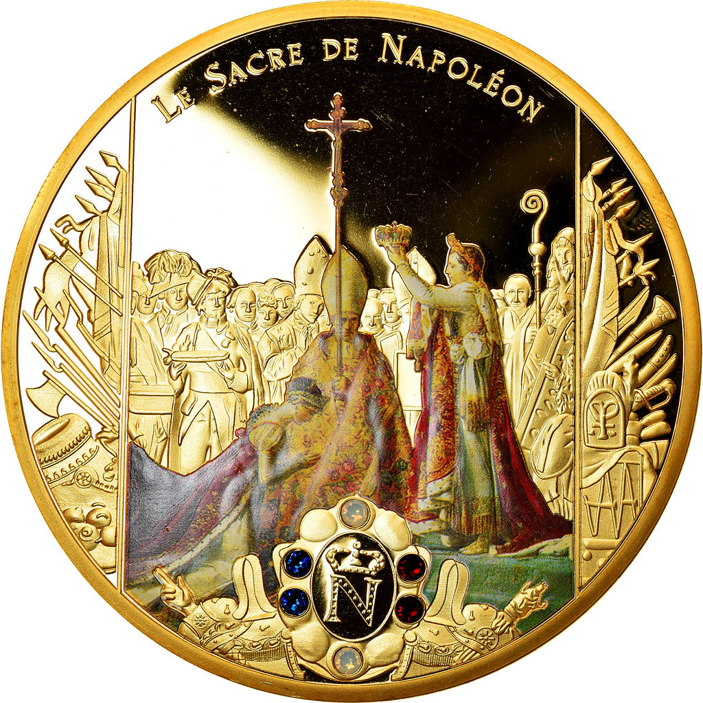 France, Medal, Le sacre de Napoléon Ier par Pie VII, MS(65-70), Copper Gilt