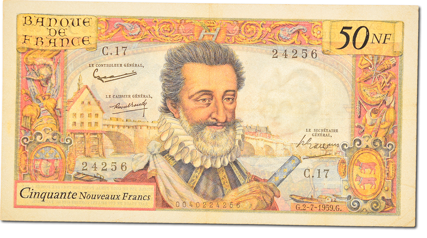 Banknote, France, 50 Nouveaux Francs, 50 NF 1959-1961 ''Henri IV'', 1959