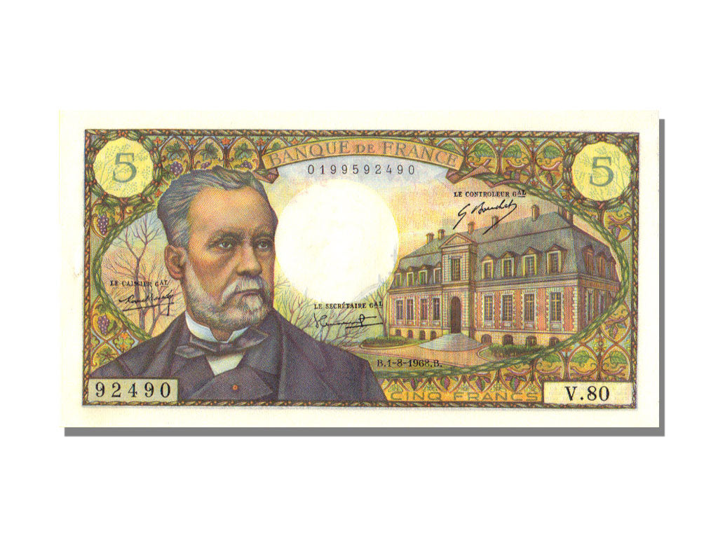 Banknote, France, 5 Francs, 5 F 1966-1970 ''Pasteur'', 1968, 1968-08-01
