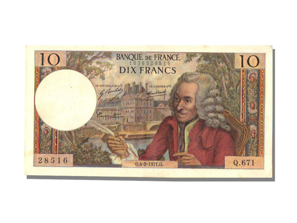 Banknote, France, 10 Francs, 10 F 1963-1973 ''Voltaire'', 1971, 1971-02-04