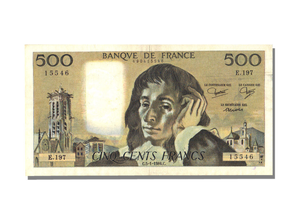France, 500 Francs, 500 F 1968-1993 ''Pascal'', 1984, KM #156e, 1984-01-05,...