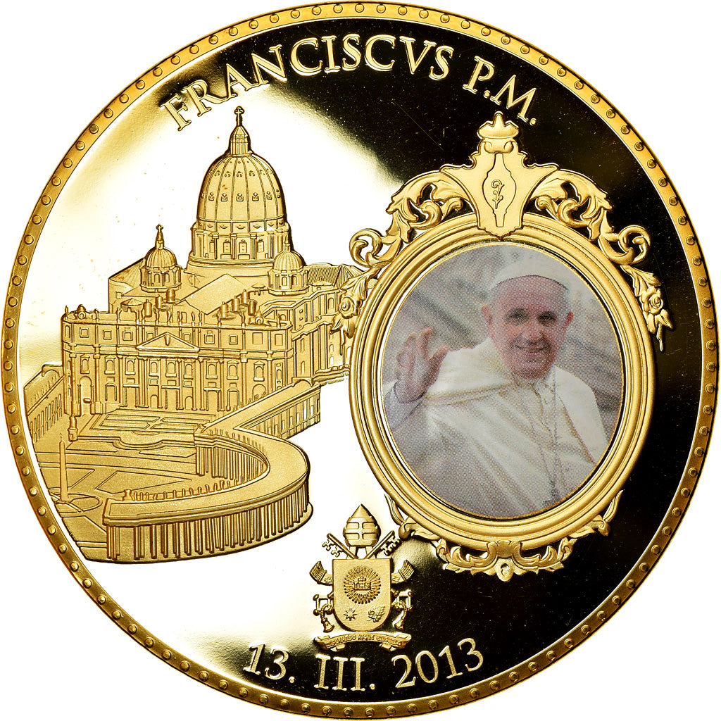 Vatican, Medal, Le Pape François, 2013, MS(65-70), Copper Gilt
