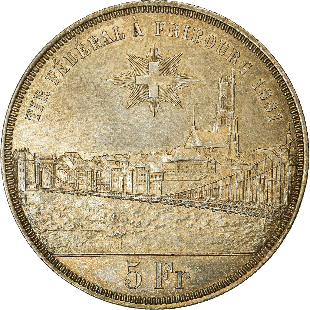 Coin, Switzerland, 5 Francs, 1881, AU(55-58), Silver, KM:S15
