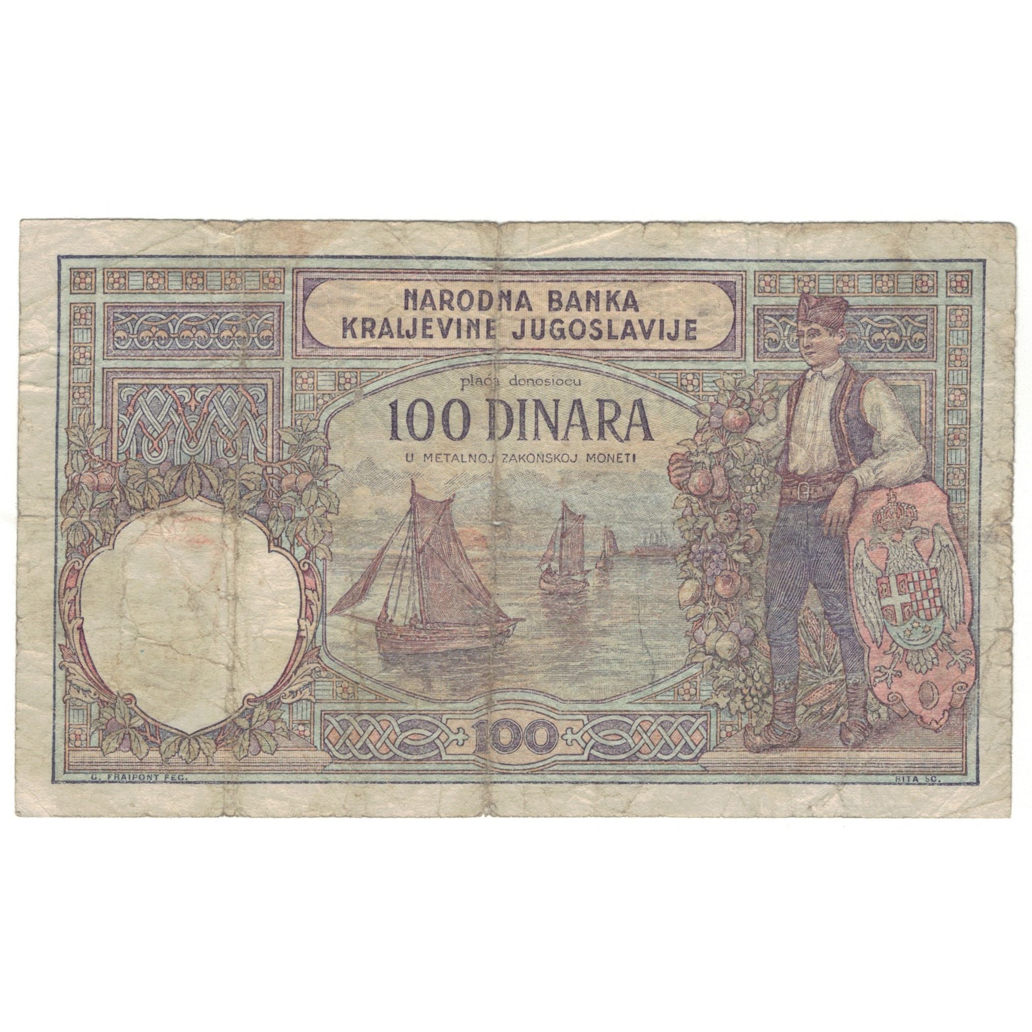 Banknote, Yugoslavia, 100 Dinara, 1929, 1929-12-01, KM:27b, VG(8-10)