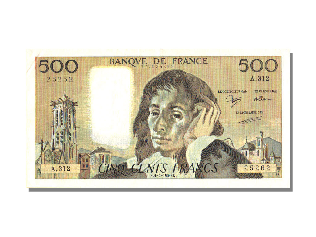 Banknote, France, 500 Francs, 500 F 1968-1993 ''Pascal'', 1990, 1990-02-01