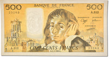 Banknote, France, 500 Francs, 500 F 1968-1993 ''Pascal'', 1990, 1990-02-01