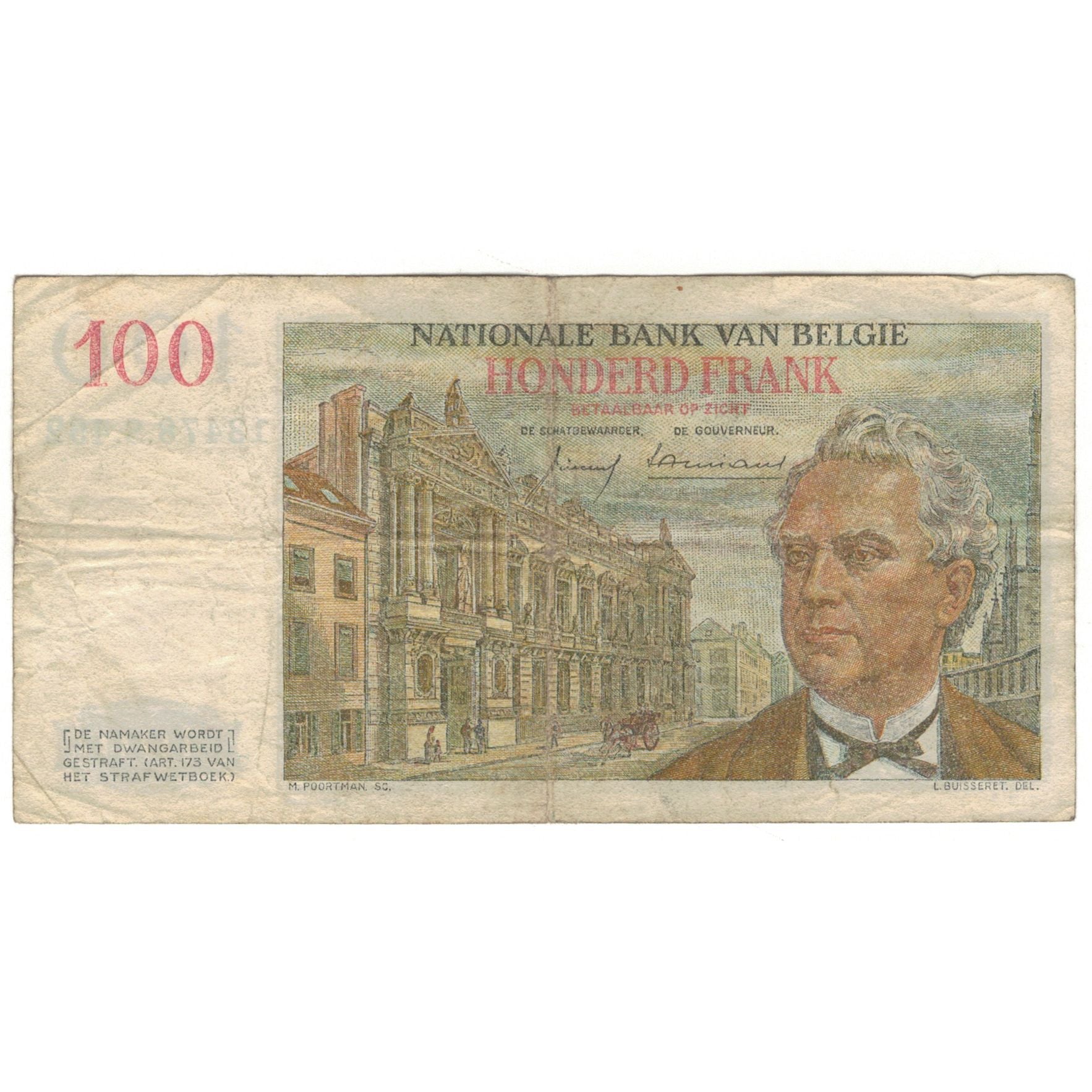 Banknote, Belgium, 100 Francs, 1959, KM:129c, EF(40-45)