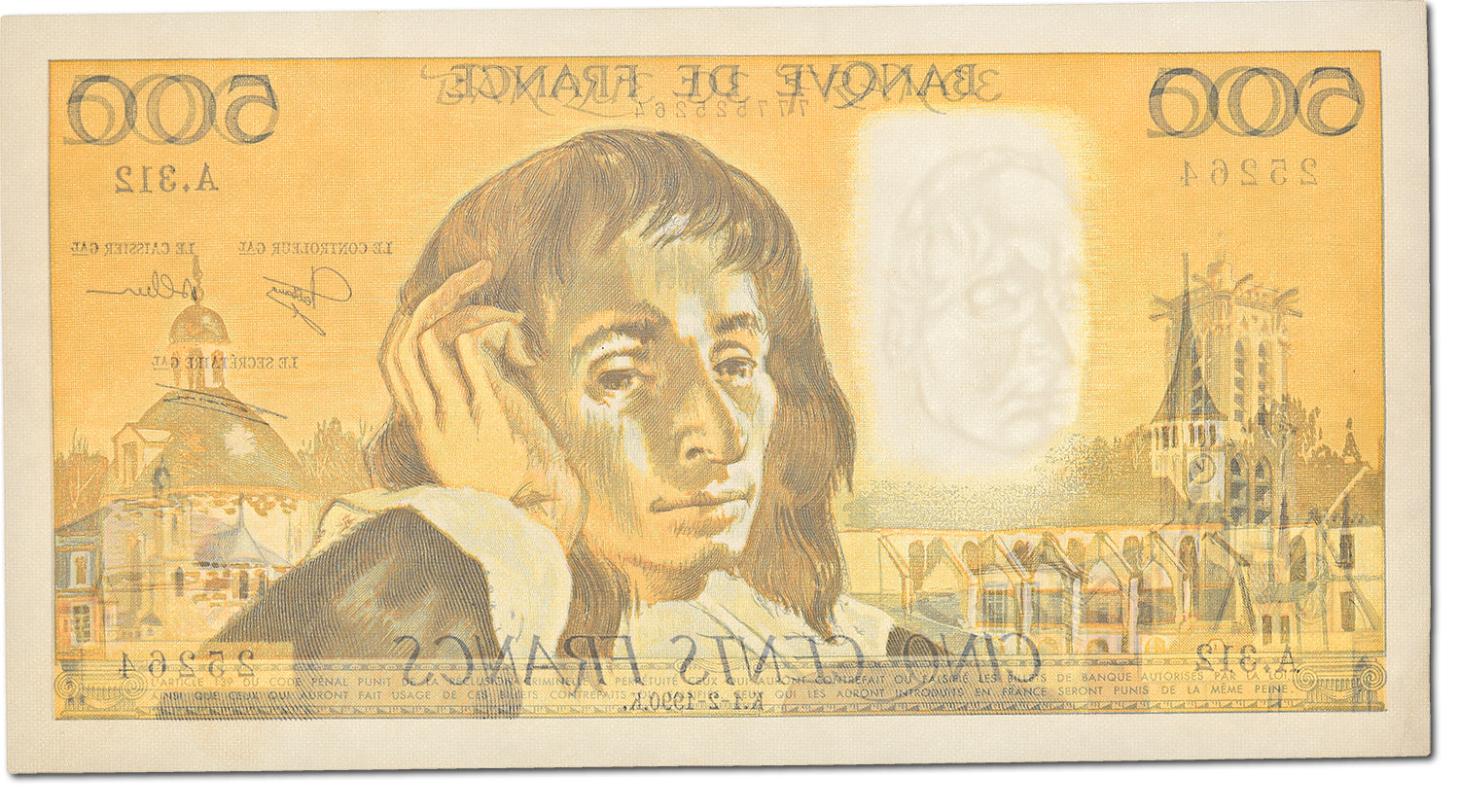 Banknote, France, 500 Francs, 500 F 1968-1993 ''Pascal'', 1990, 1990-02-01
