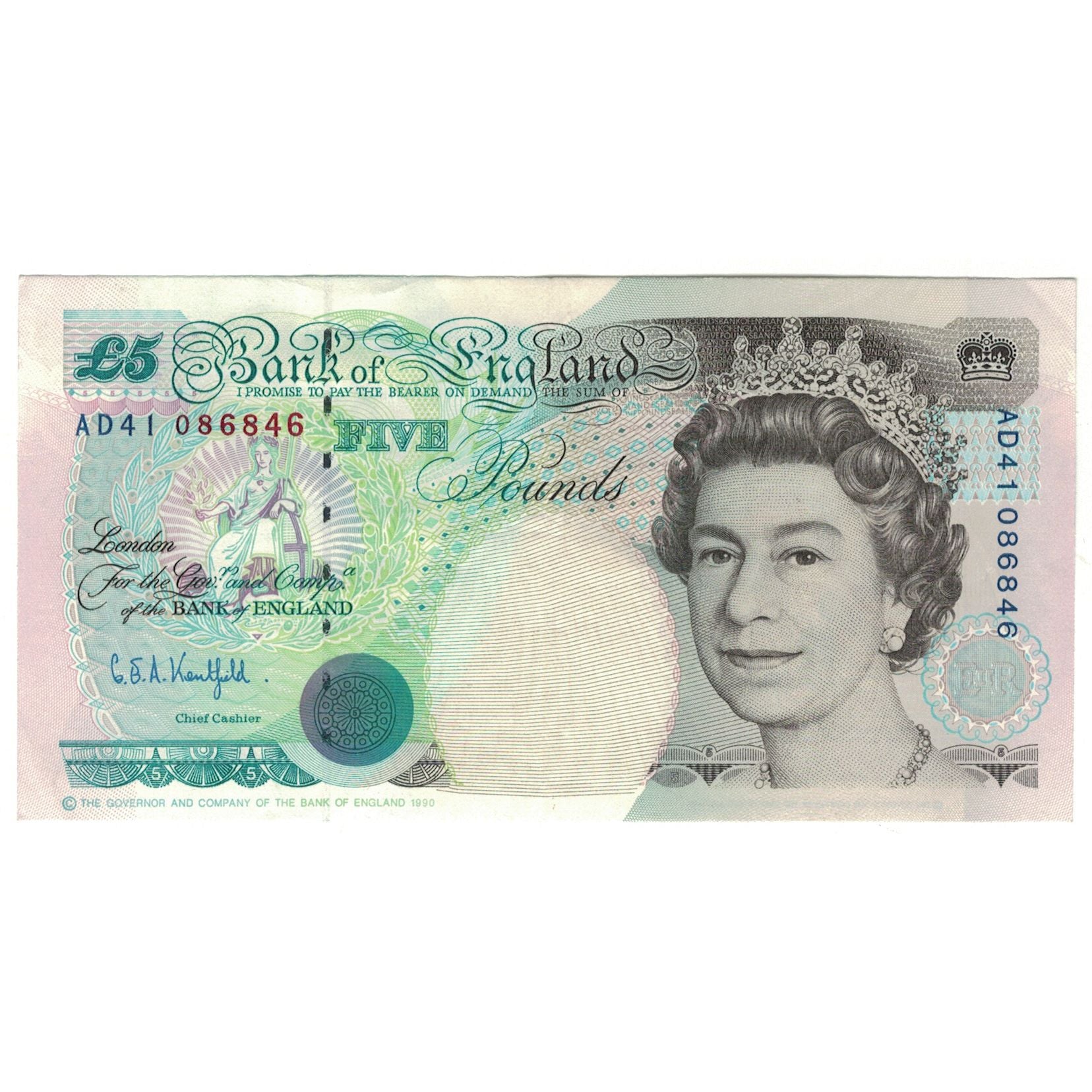 Banconote, Gran Bretagna, 5 Pounds, 1990, KM:382a, SPL-