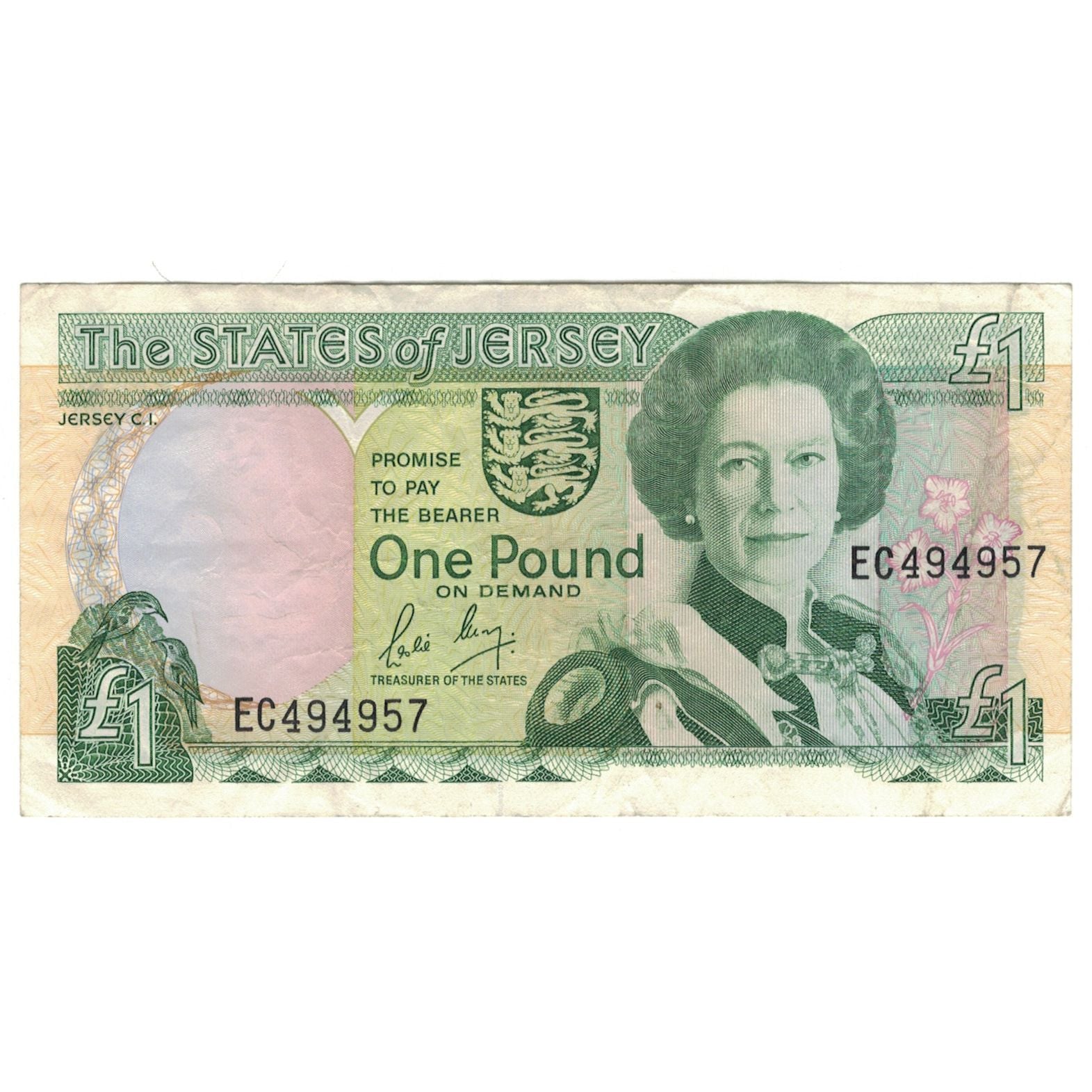 Banknote, Jersey, 1 Pound, KM:15a, EF(40-45)